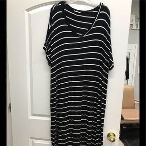 Boutique black and white striped maxi dress
